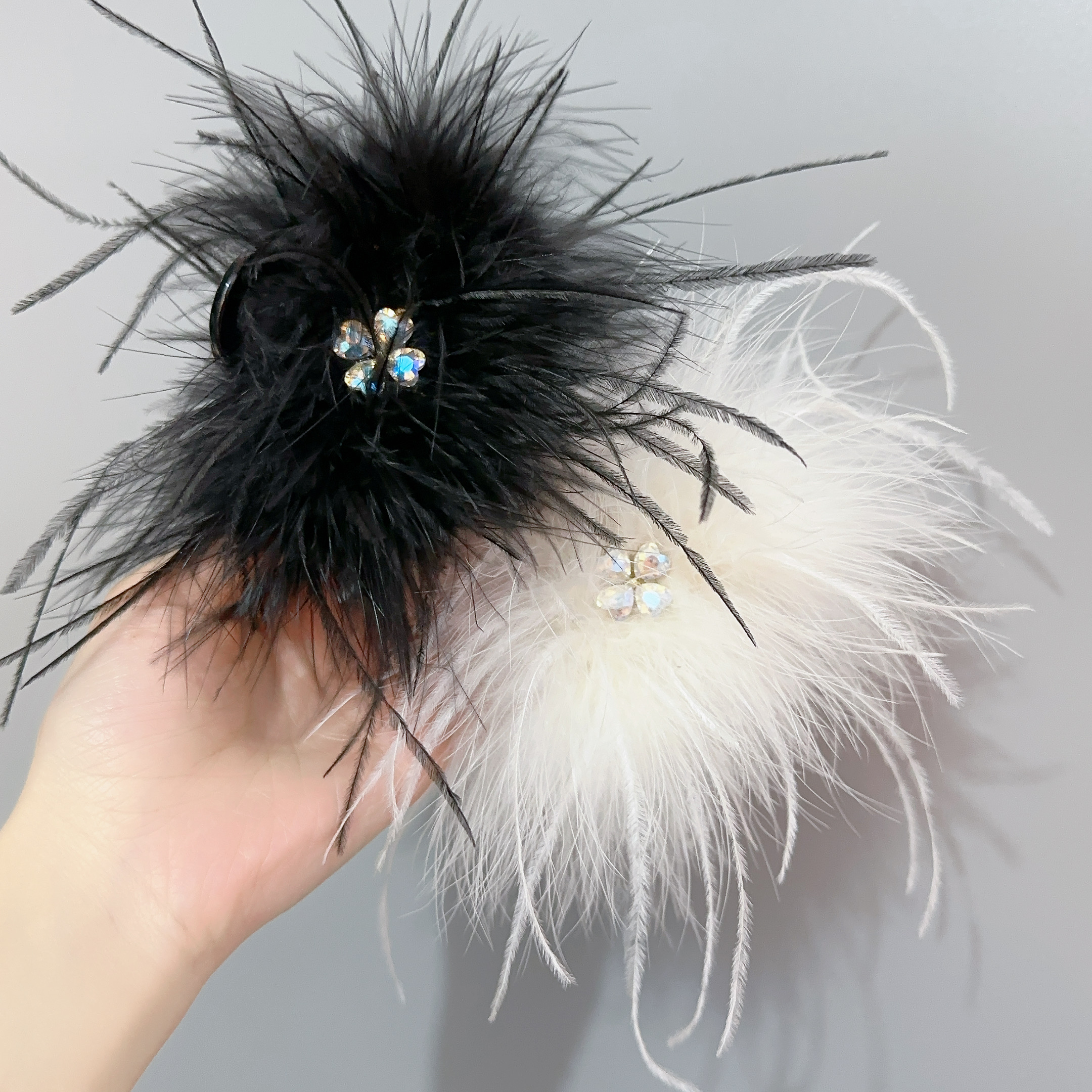 【双层毛量】新款6cm羽毛抓夹夹头发高级感超仙高马尾半披肩发夹子