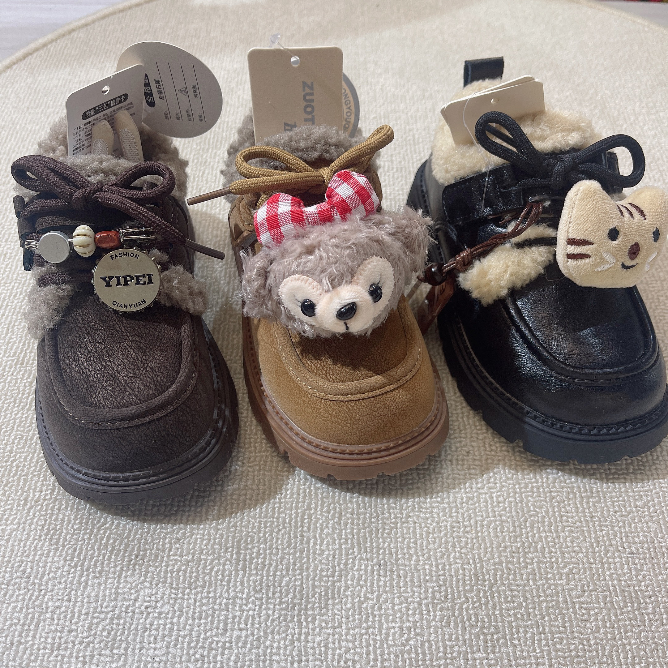 女童小皮鞋冬季新款时尚演出乐福鞋女孩加绒公主棉靴软底防滑