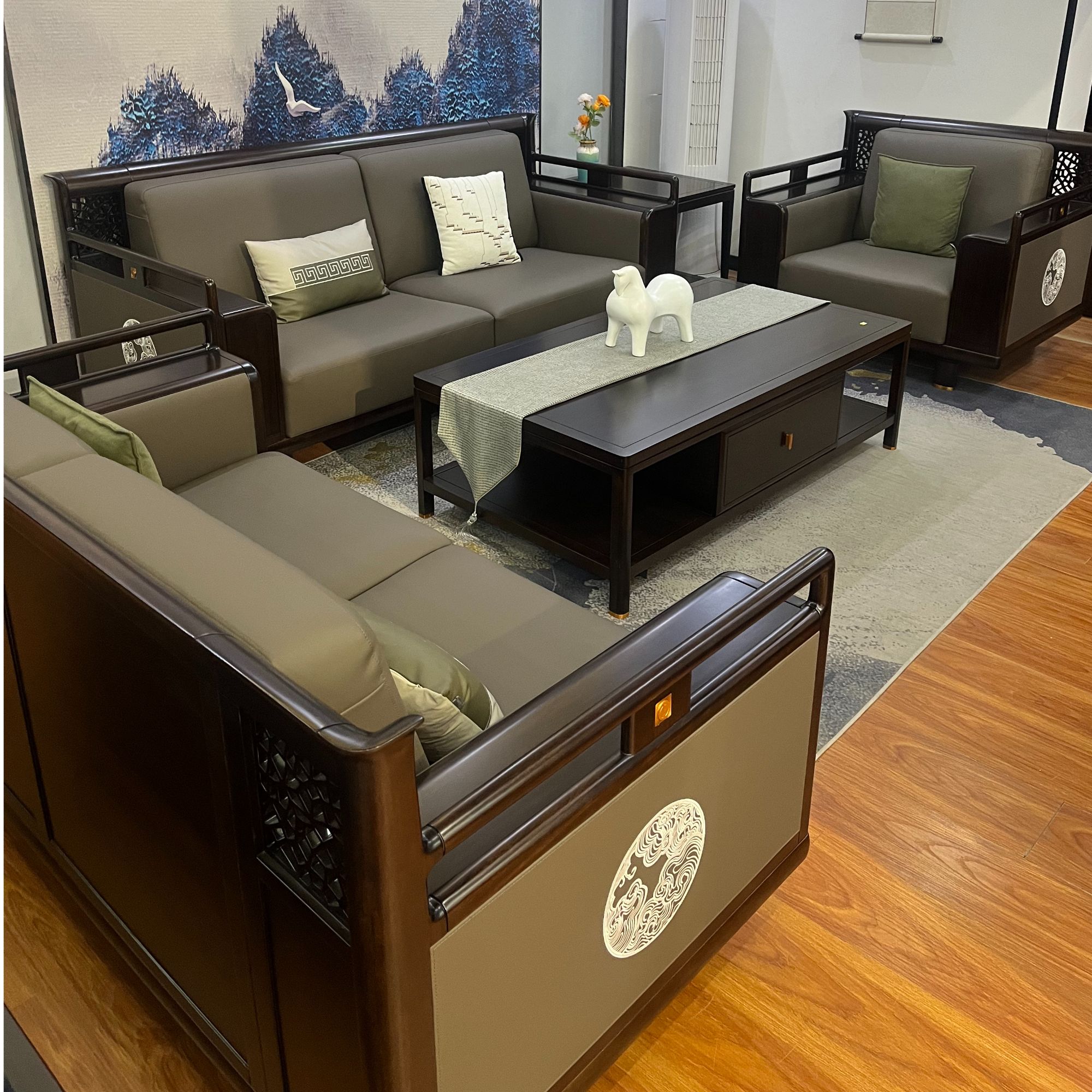 【直播专属】纯实木客厅6件套沙发茶几电视柜高端简约新中式轻奢