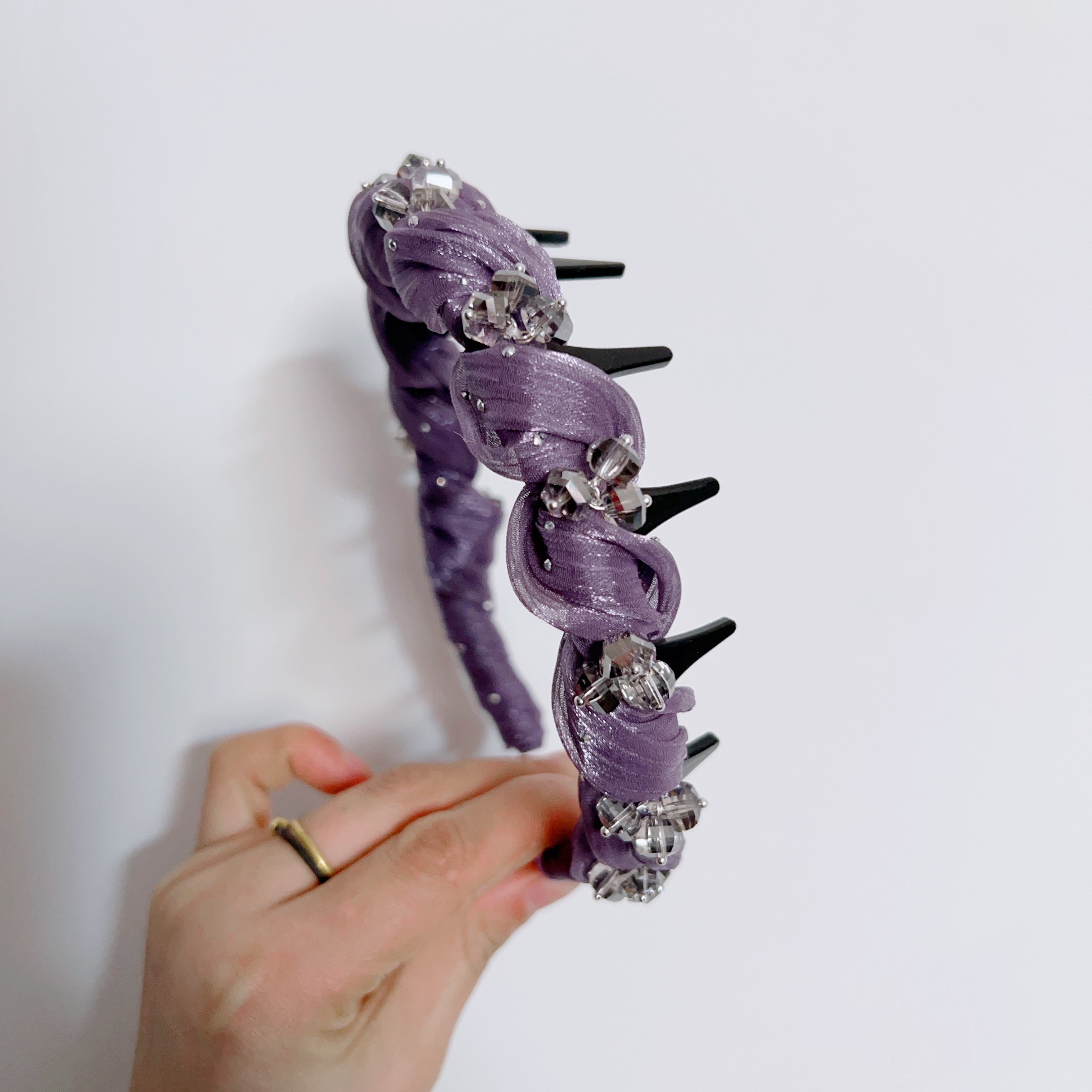 韩国东大门缠绕泡泡纱发箍时尚高颅顶显脸小前后戴发卡发箍1464