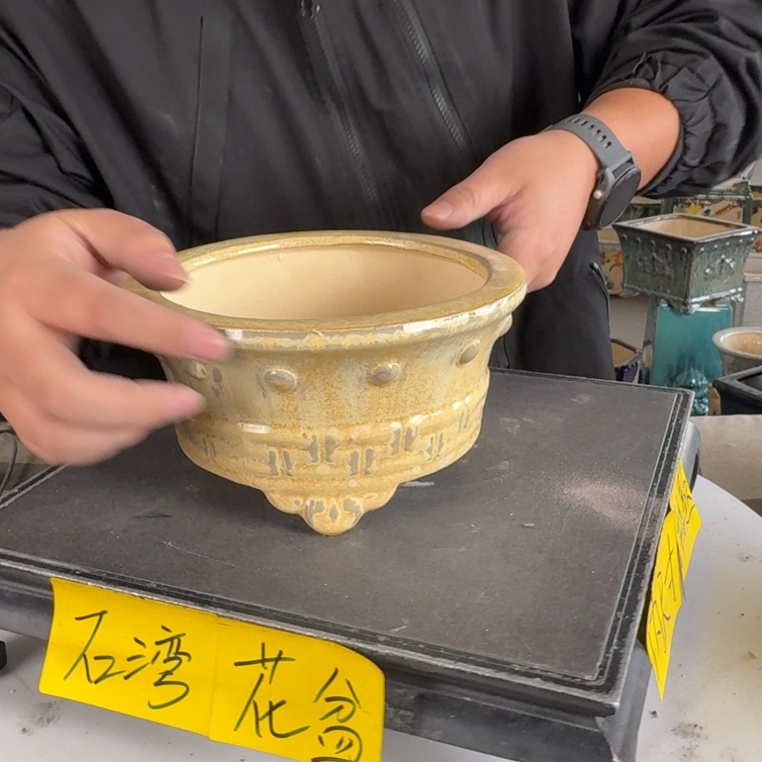 。一风堂石湾花盆 修胚痕迹 内15*7