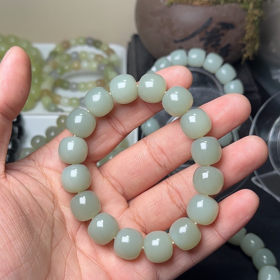 手***9和田玉未镶嵌手串天然青白玉卡14多样性拍一发一