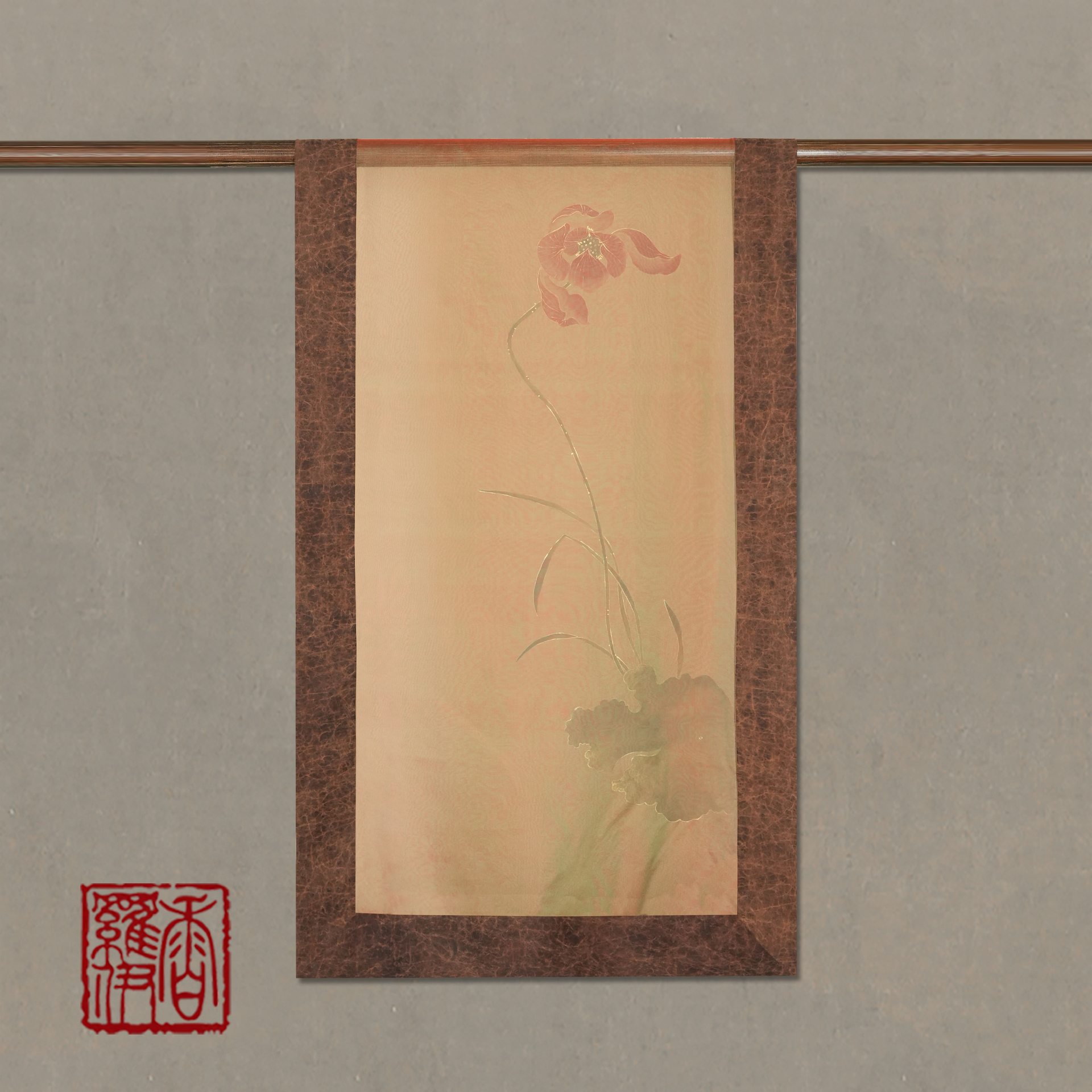 【红萼栖】传统复古中式龟纹包边手绘披肩