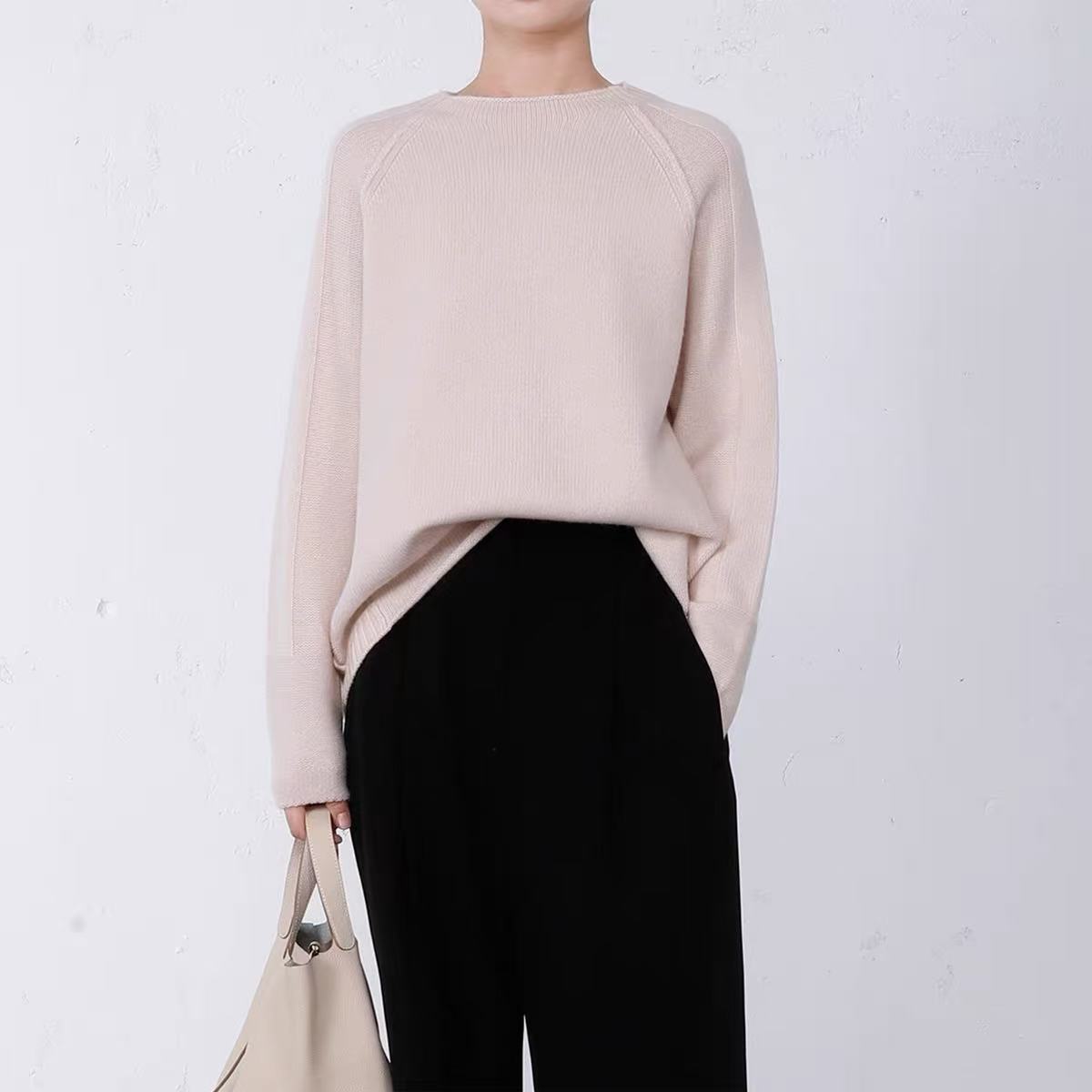 羊绒濮院羊绒 冬季纯色休闲风羊绒衫女