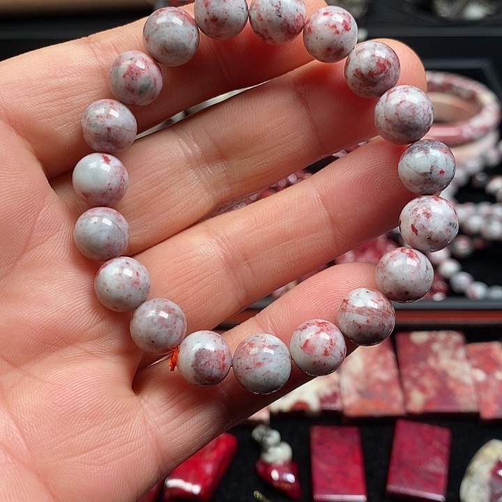 天然辰砂鸡血石手串10mm