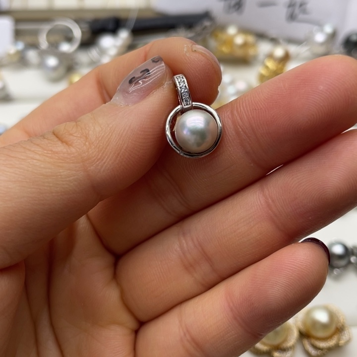 海水珍珠吊坠(不含链)银S925镶嵌