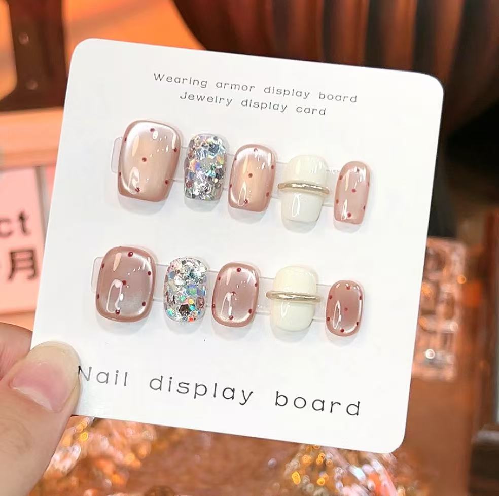 “粉金猫眼”  气质 手工美甲穿戴甲显白高级百搭可拆卸10片装