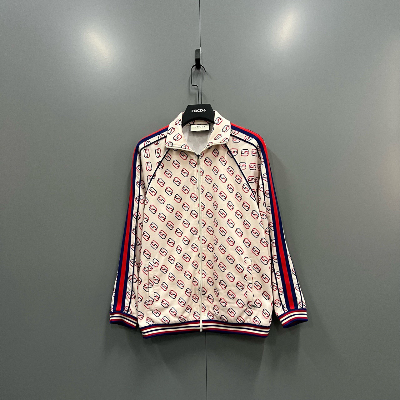 95新 GUCCI/古驰 （bb1）满印GG侧边条纹校服 XS码/15600/ly102645