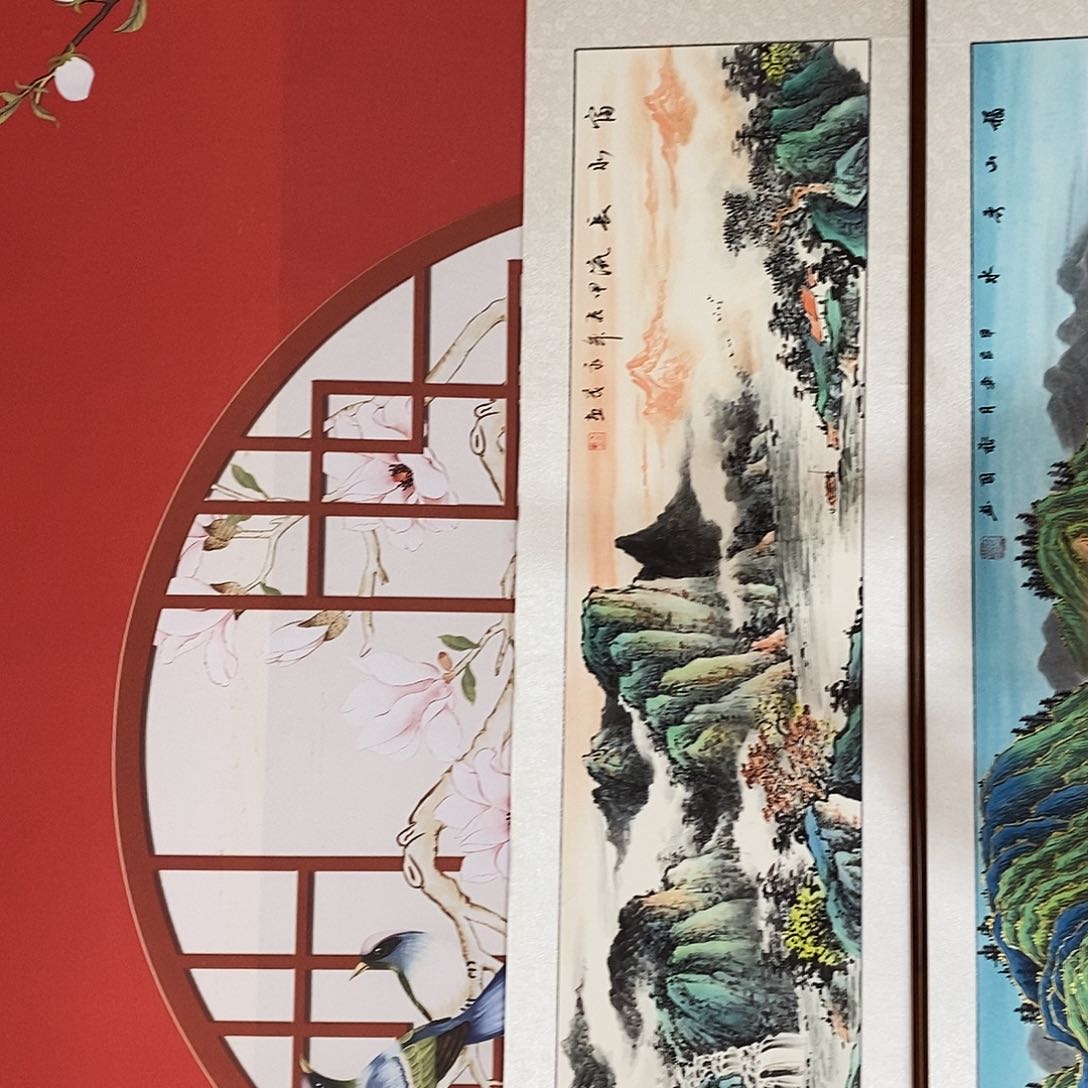 国画带框尺寸47✖️163手绘包邮