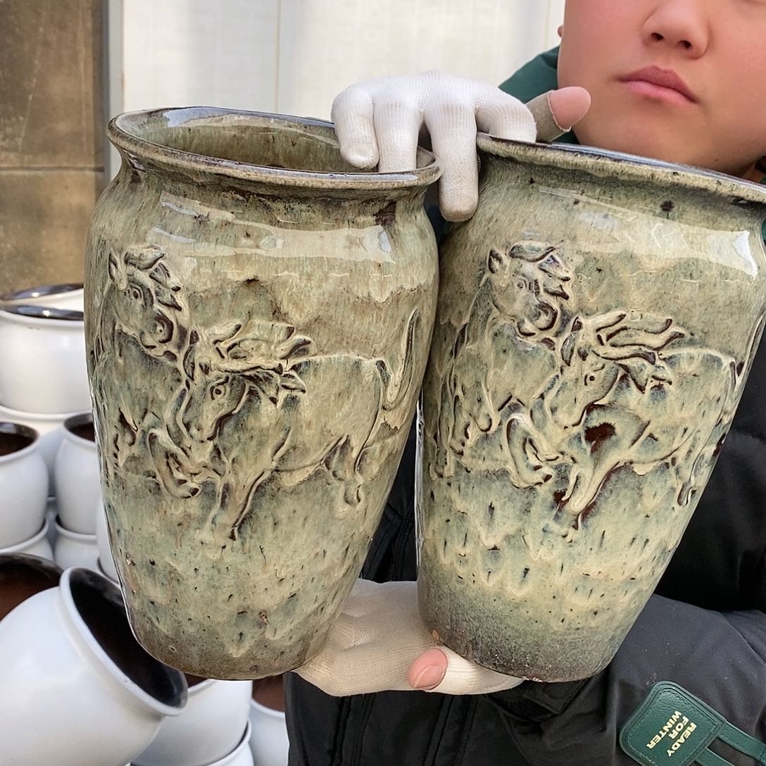 紫砂花盆瑕疵口15高25