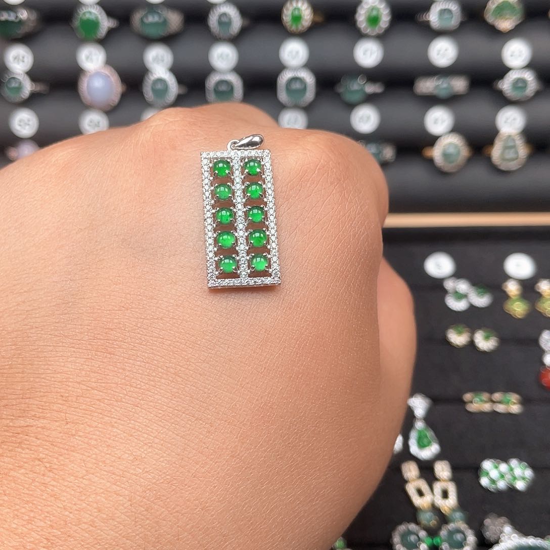 翡翠银S925镶嵌耳饰Ooooooo 