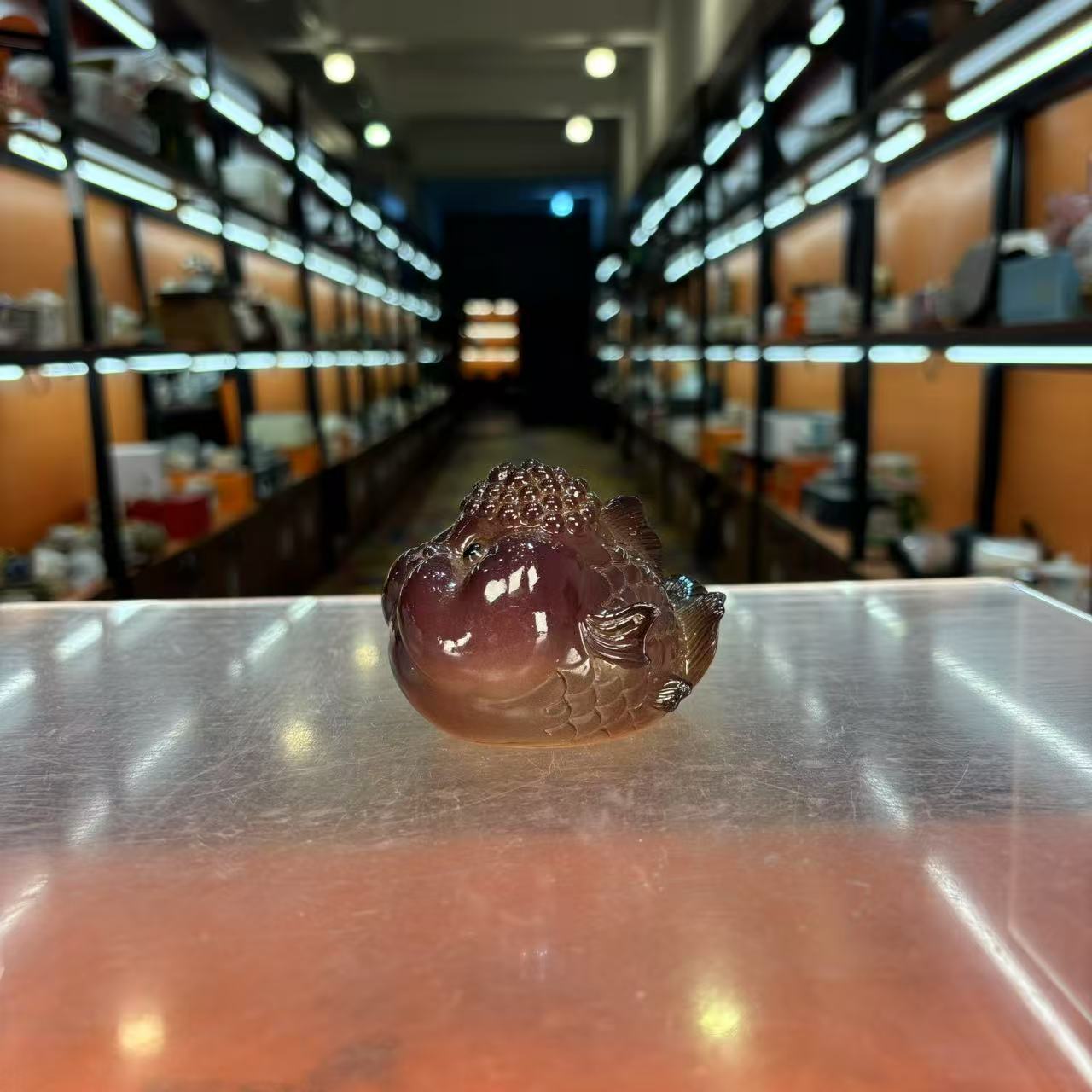 茶具 变色泡泡鱼茶宠（小号-金）-5986