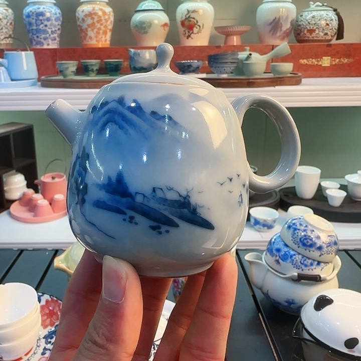 青花瓷器陶瓷茶叶罐 茶具旅行茶具 汝窑