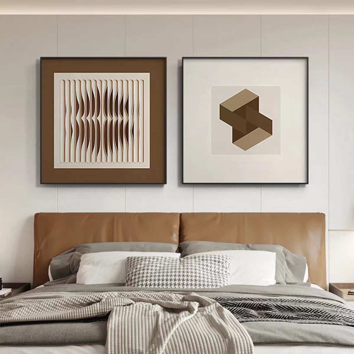 TREES/原森小屋卧室莫兰迪色系现代简约装饰画餐厅正方形二联挂画