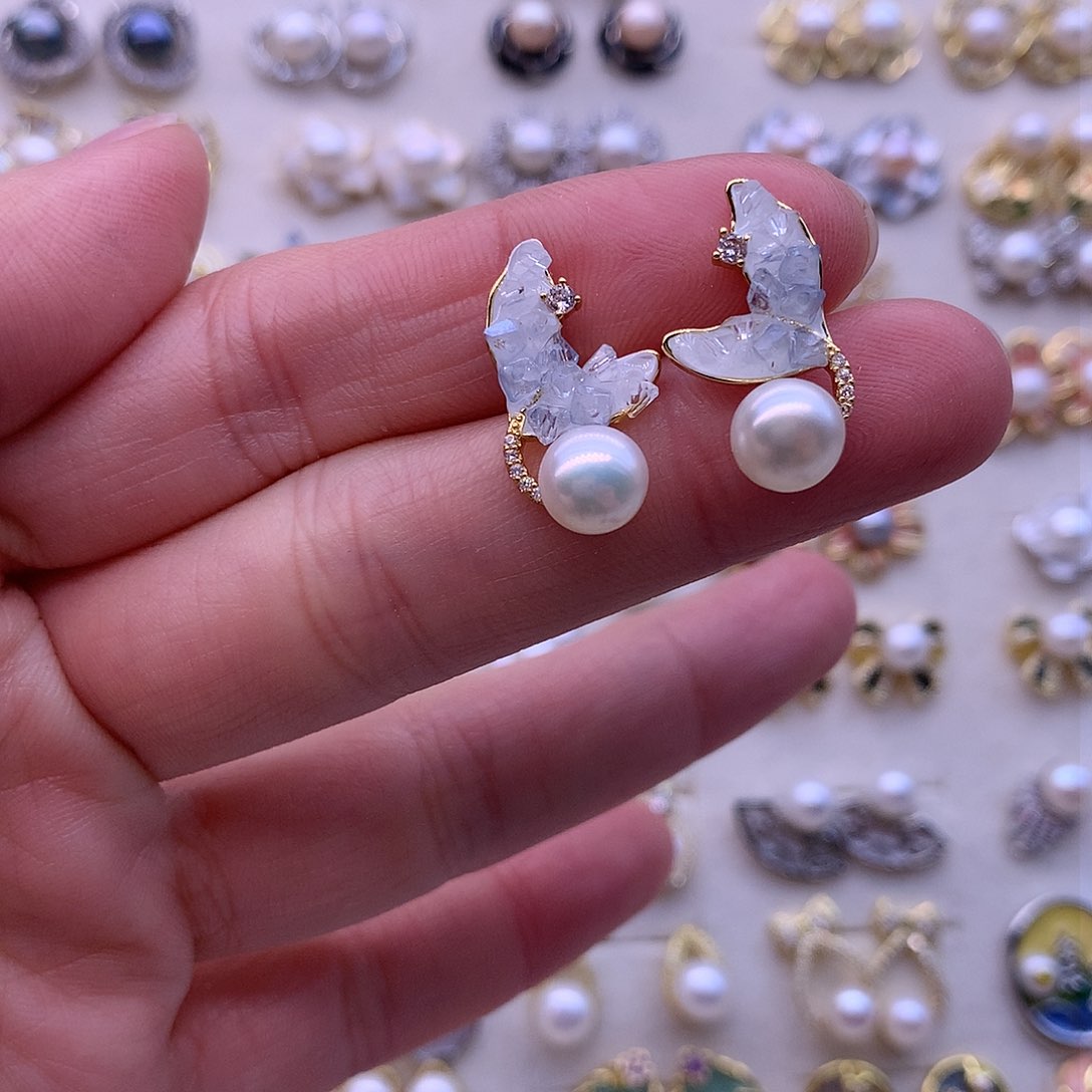 淡水珍珠耳饰合金