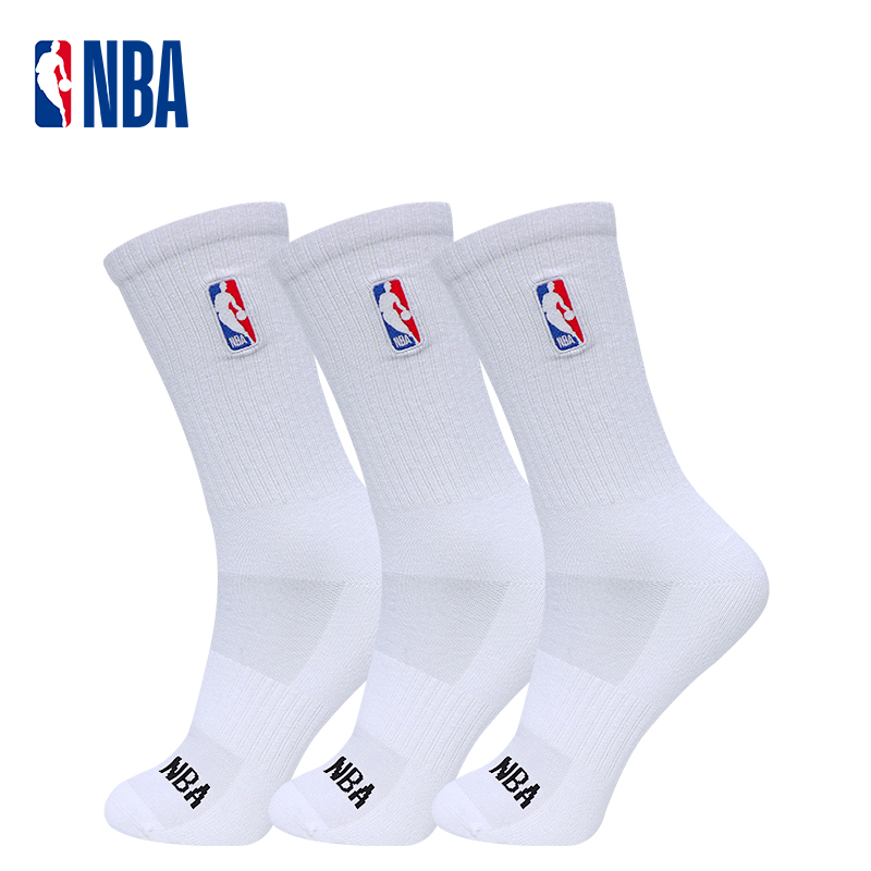 NBA长筒抗菌四季秋冬潮流袜薄款袜子羽毛球袜篮球运动袜男士3双装
