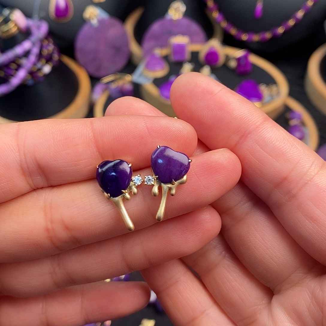 苏纪石（舒俱来）耳饰18K金镶嵌