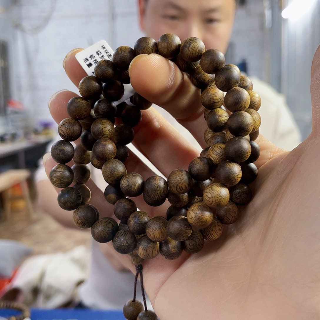 沉香手串棋楠金沙叶圆珠长串0.8/24克多样性发一