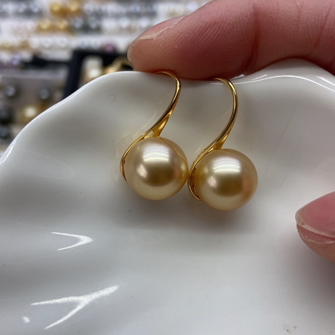 海水珍珠耳饰银S925镶嵌