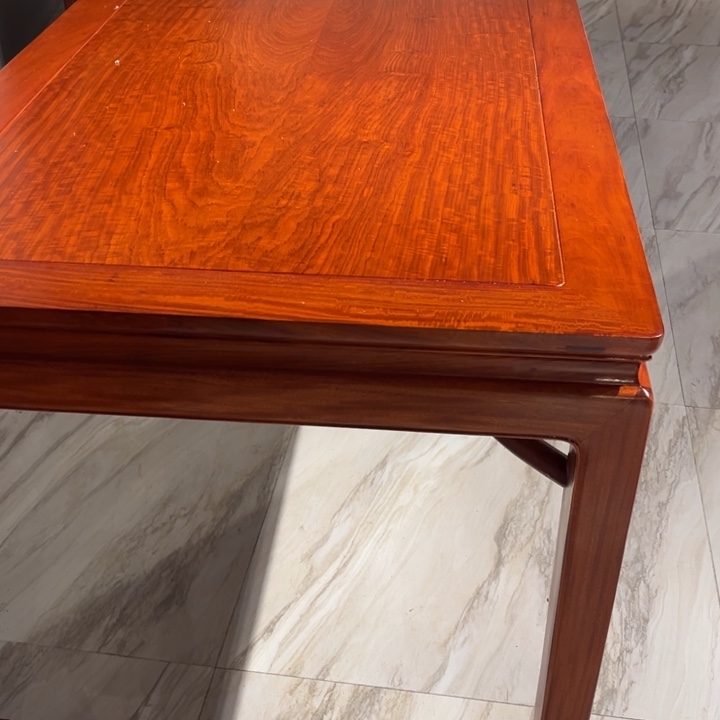 紫檀木类家具大****年缅甸花梨木马蹄桌158配主人椅