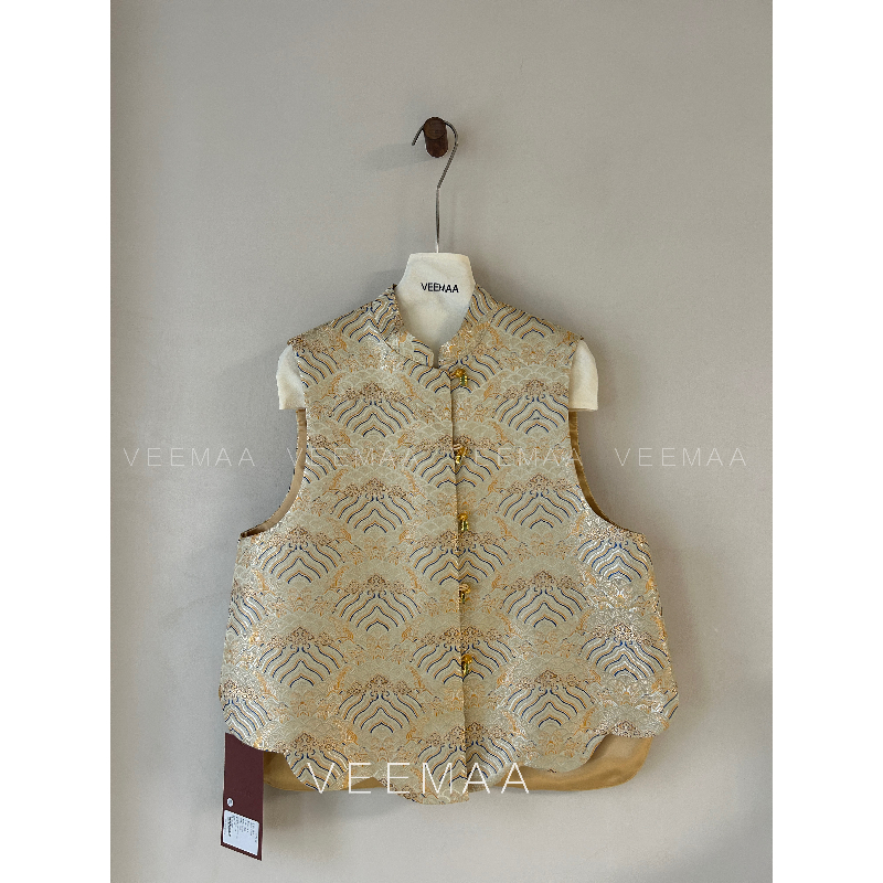 【Veemaa】祥云 定制款新中式盘扣大提花马甲 衣长63cm