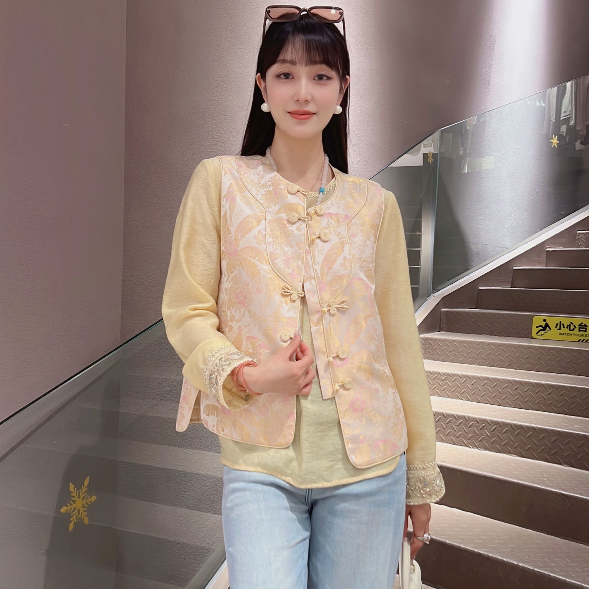 《ELFBOX》时尚中国风气质新中式碎花网红复古马甲4192
