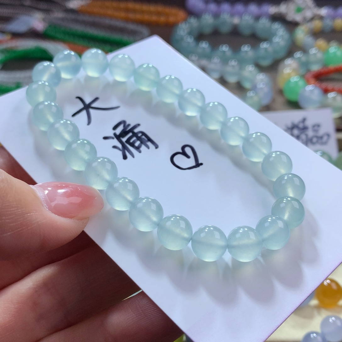 未镶嵌翡翠手链高冰波晴水卡7.7