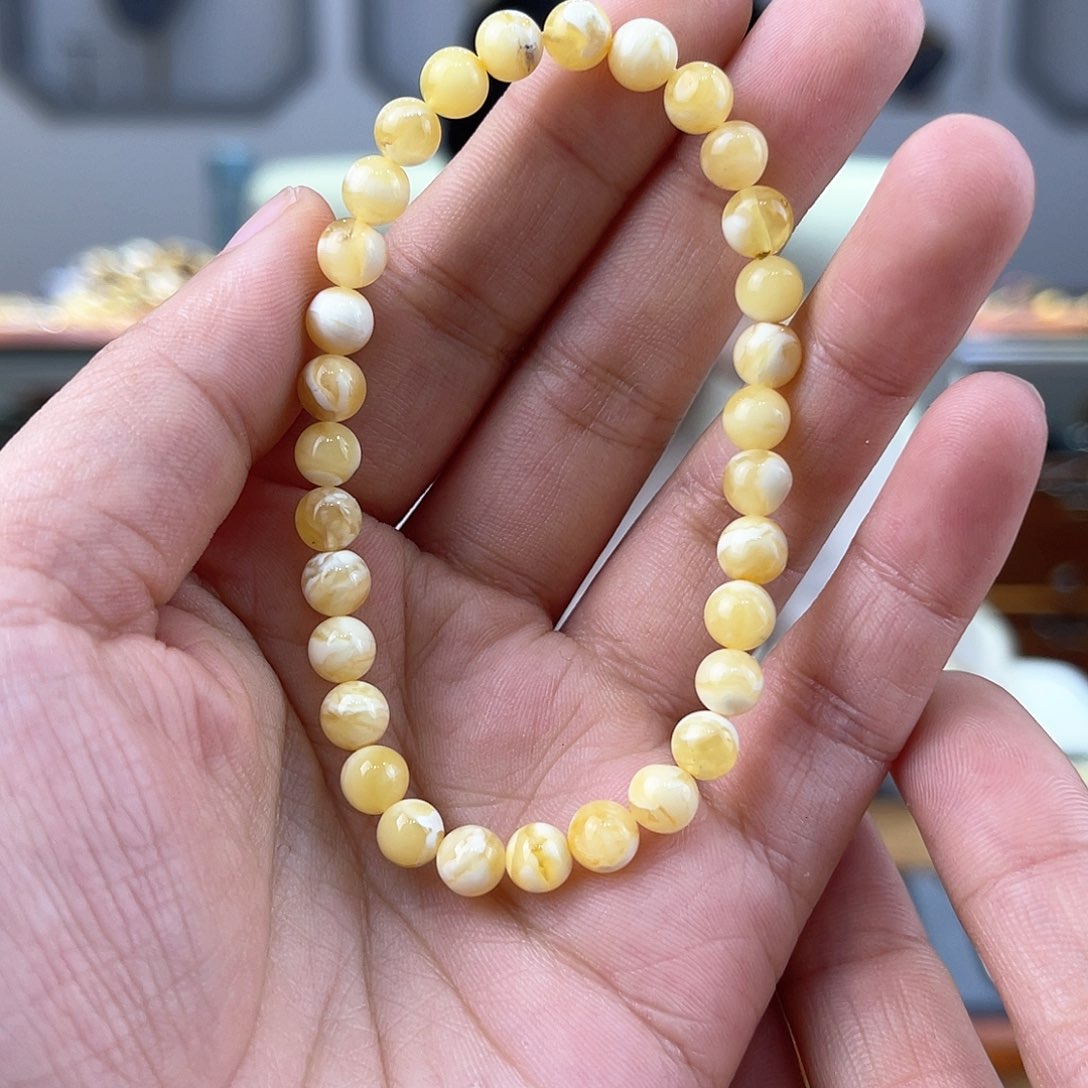 琥珀裸石未镶嵌蜜蜡手串6.0mm