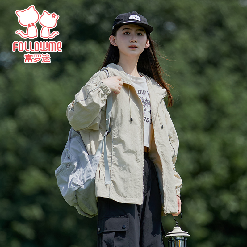 富罗迷女童秋季外套新款时尚洋气青少年黑色防风夹克FD4C6608S