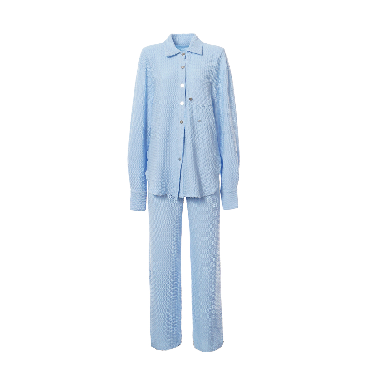  【落落大方的Girl】M字母纽扣开叉慵懒套装女 W22AX1010