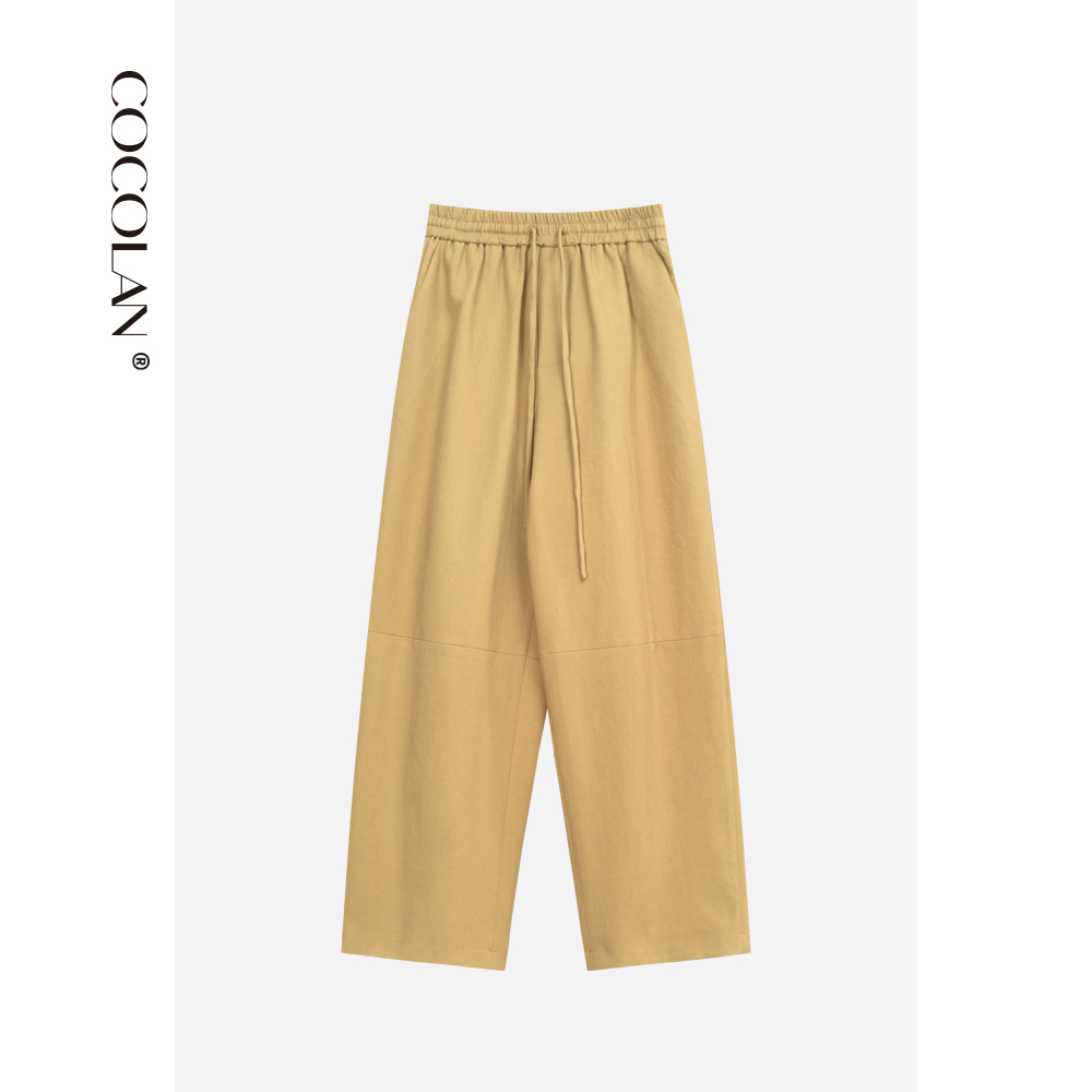 COCOLAN【姜黄裤】特种纱夏季纯色阔腿裤女休闲裤Q56KZ2175