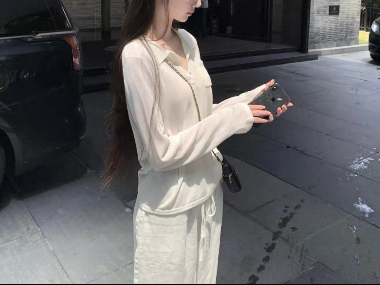 POLO领毛衣套头2025秋冬新款慵懒风韩版外穿针织衫女宽松白色上衣
