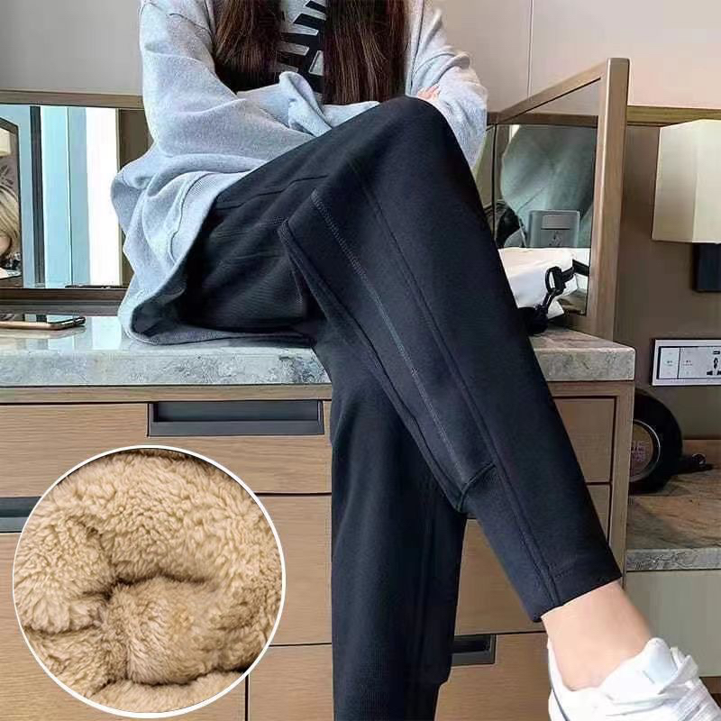 2025羊羔绒加厚束脚女款秋冬保暖休闲运动裤