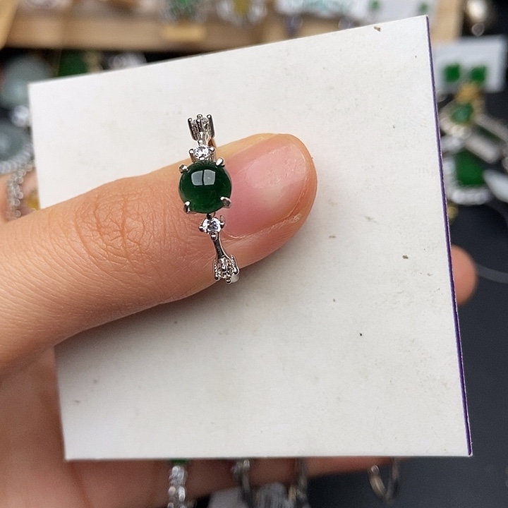 翡翠银S925镶嵌戒指