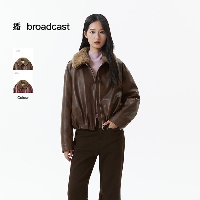 播25年冬季新品翻领皮质感羽绒服短款DDS4RD5242