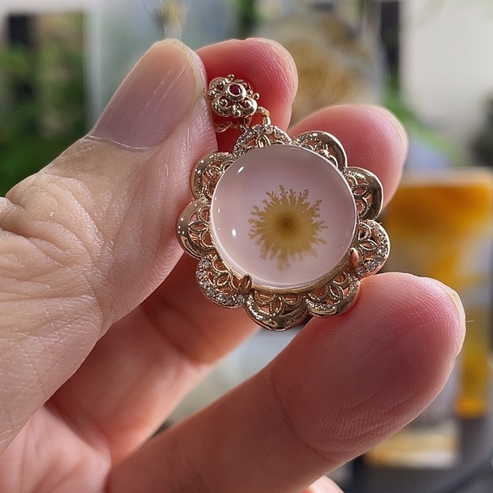 闲***云玛瑙/玉髓合金珠宝半成品