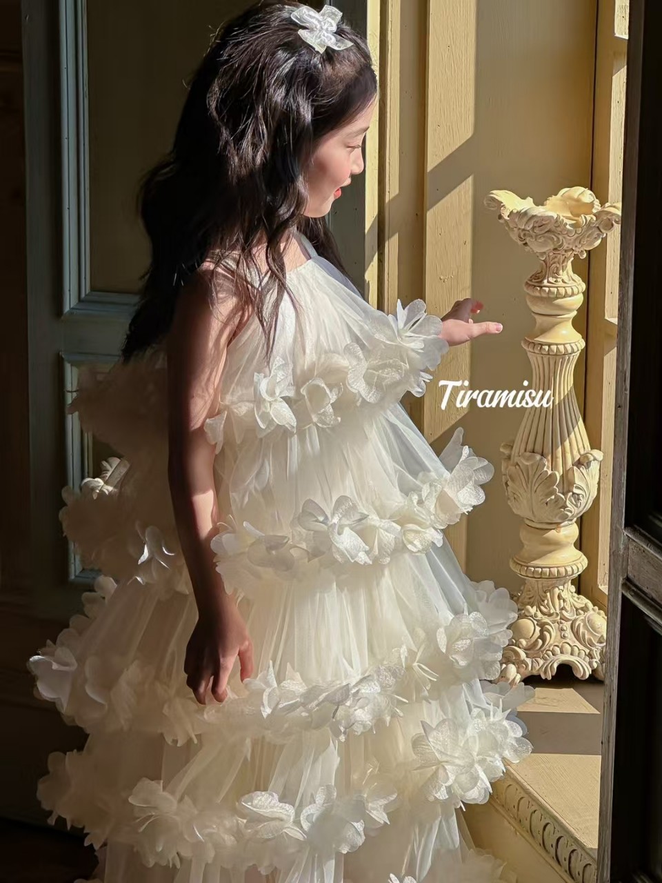 小礼服，女童公主裙，儿童蛋糕裙，立体花朵吊带裙演出服