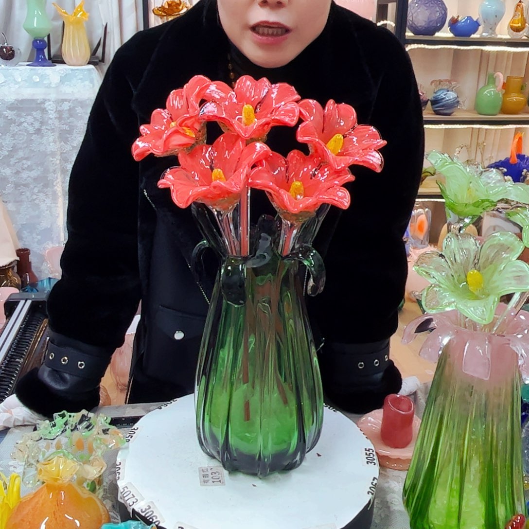 5花1瓶福利家悦琉璃工艺品瓶不完美