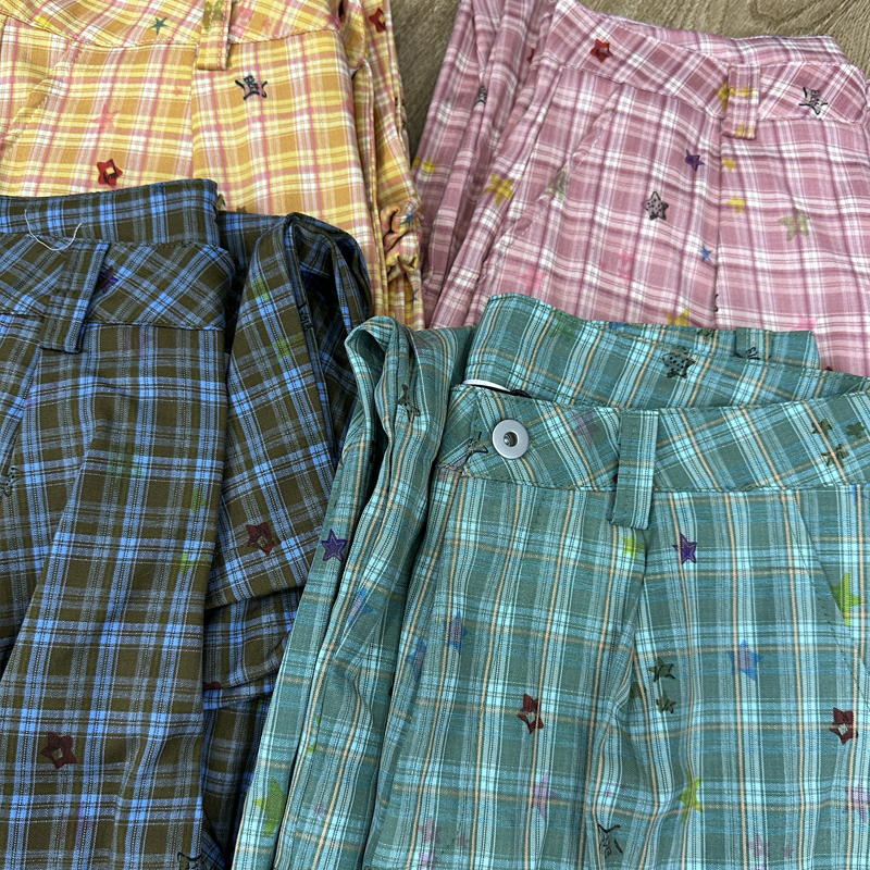 男女同款格子弯刀裤潮牌休闲裤子【浮力款】