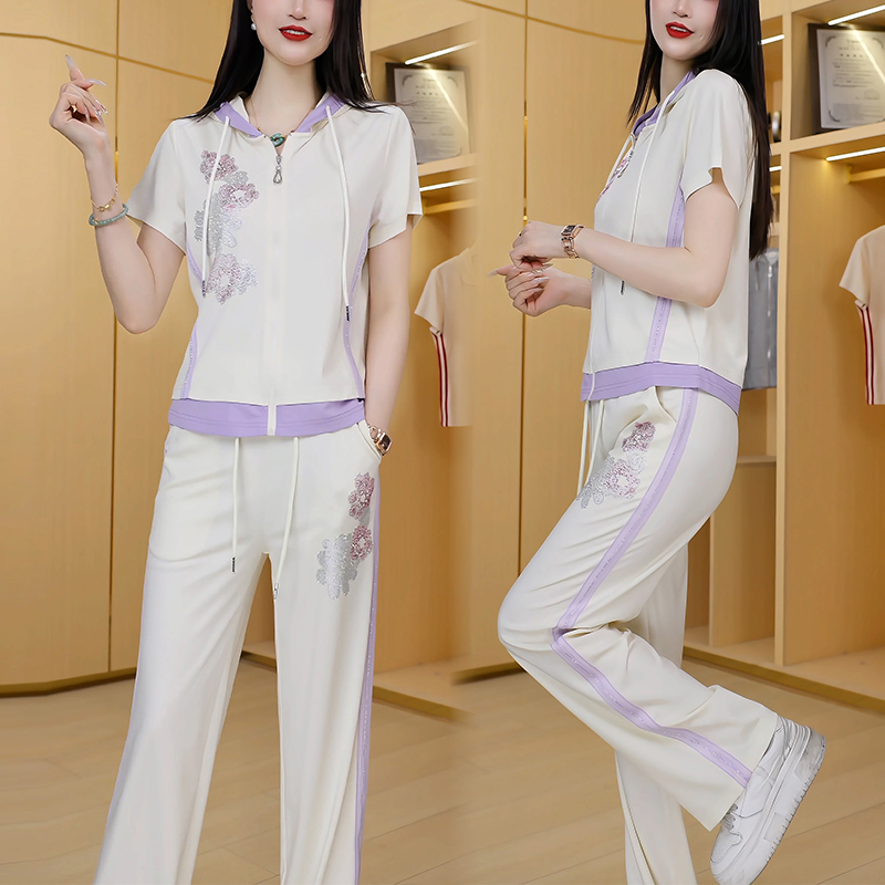 运动服套装女夏季2025年新款时尚女装减龄显瘦洋气短袖两件套