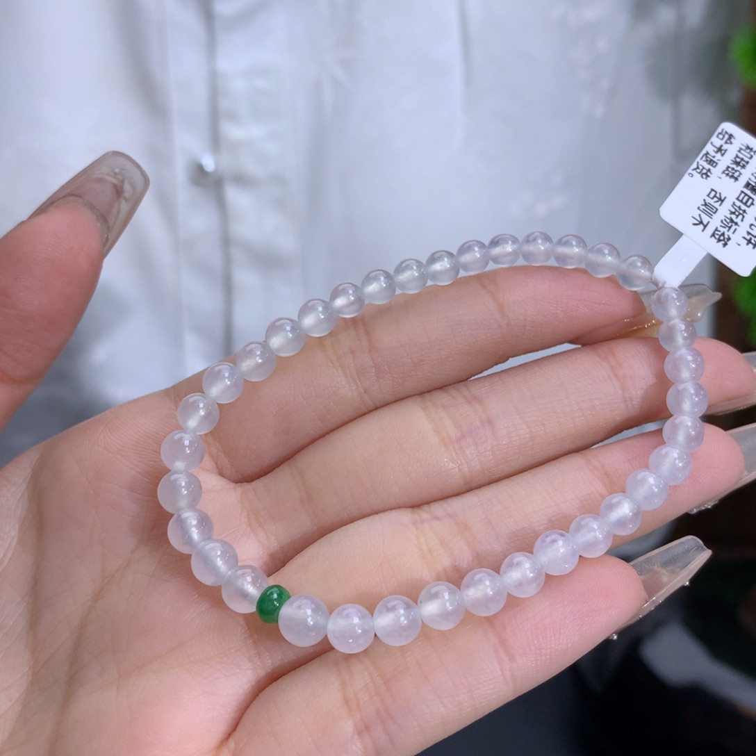 翡翠手链未镶嵌卡4.7-5.9冰种白月光