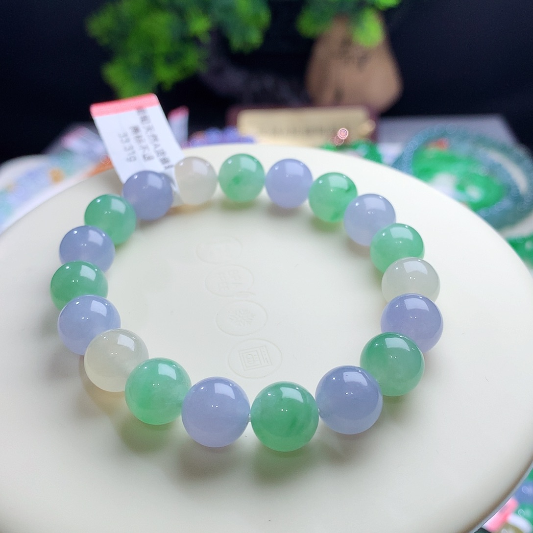 未镶嵌手串翡翠卡10mm冰胶甜美风马卡龙 色彩搭配甜而不腻！