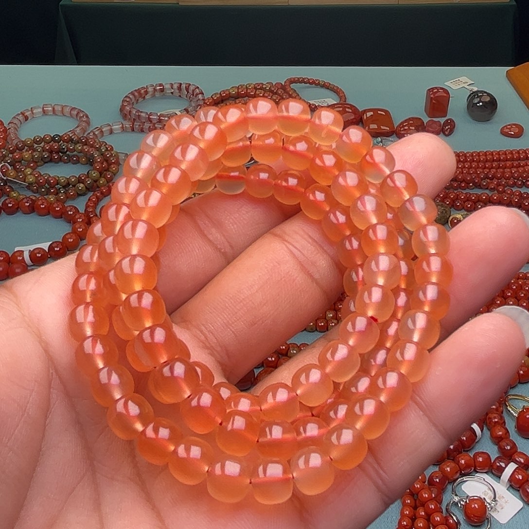 南红玛瑙未镶嵌手链老型冰粉卡7 +