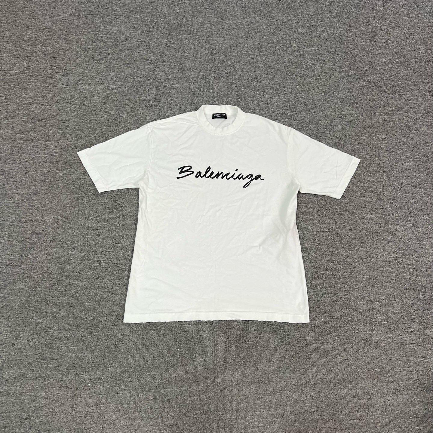 99新 Balenciaga/巴黎世家 白色 涂鸦字母印花短袖T恤 xxs码 