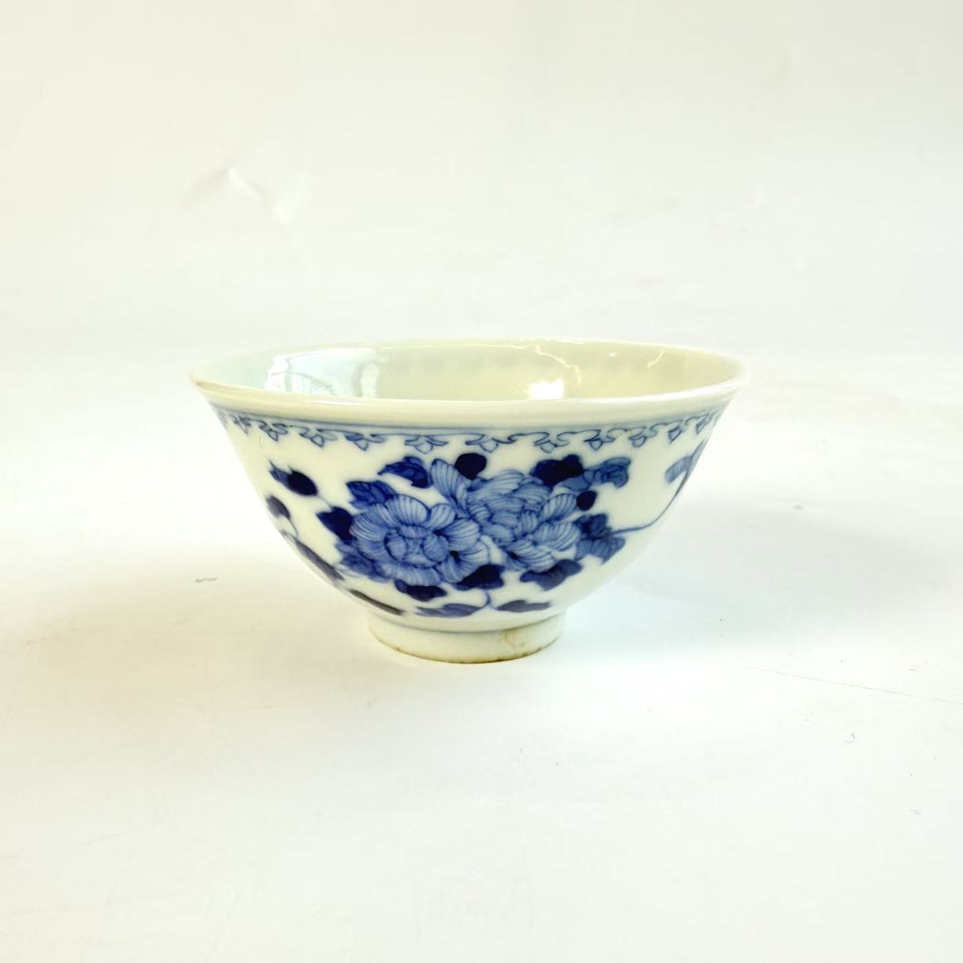 JM177清晚期-青花花卉杯【古董拍卖】