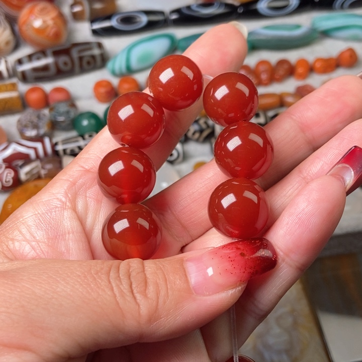 玛瑙/玉髓珠宝半成品未镶嵌16mm7个红色