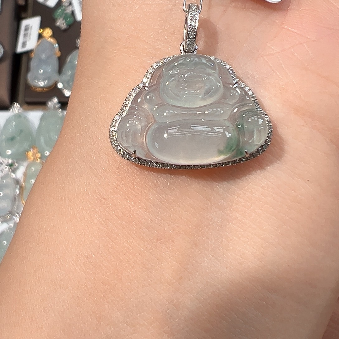 翡翠18K金镶嵌吊坠(不含链)佛公