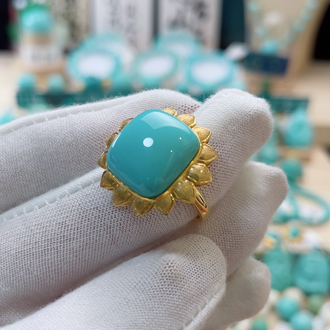 绿松石珠宝奇石18K金镶嵌