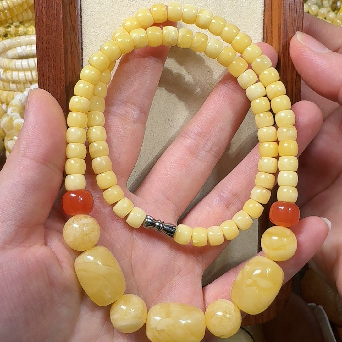 蜜蜡未镶嵌颈饰蜜蜡锁骨链，桶珠13m+，24.2g