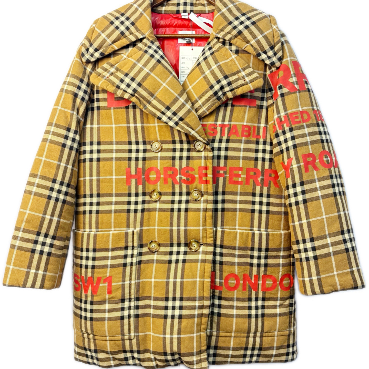 99新 BURBERRY/博柏利  02271 博柏利长款格纹羽绒服 uk6码